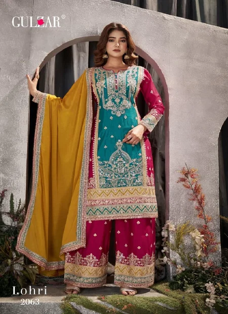 Lohari By Gulzar Multi Colors Chinon Silk With Codding Embroidery Work Dresses Wholesale Online